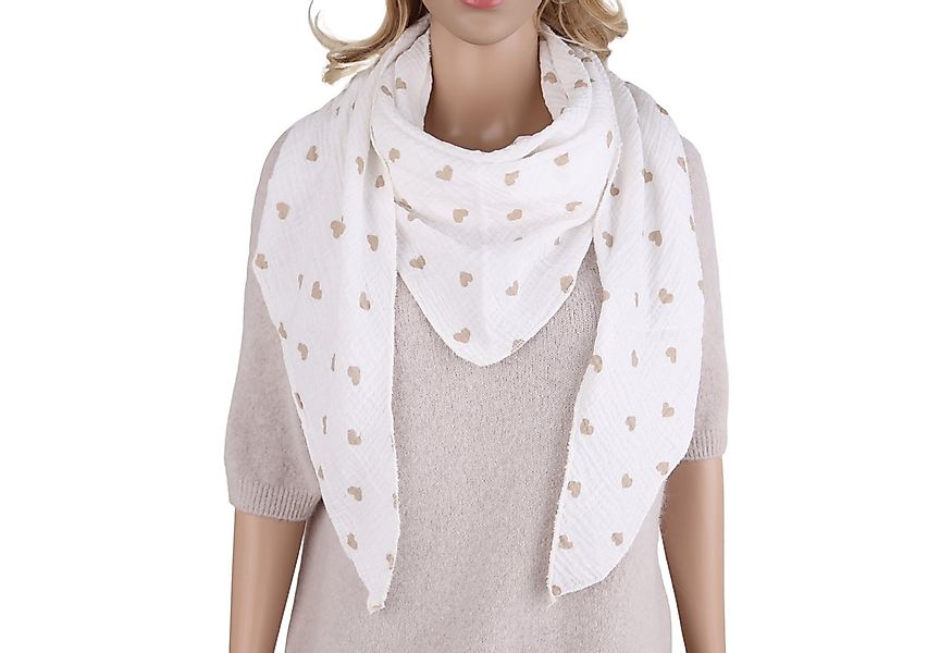 MIRROSI Dreieckstuch Aus Musellin Dreiecksschal ca.195x80 cm, Herz Print Ma günstig online kaufen