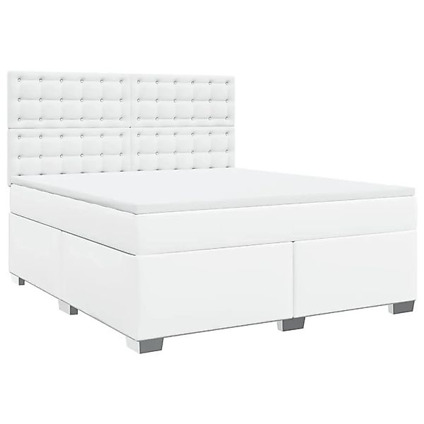 vidaXL Boxspringbett mit Matratze Weiß 180x200 cm Kunstleder 3290733 günstig online kaufen