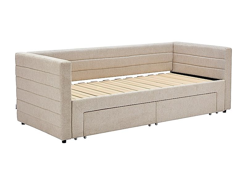 Ausziehbett 2 x 80 x 200 cm – Mit Lattenrost & Schubladen – Texturierter St günstig online kaufen