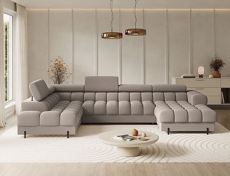 Lukas Möbel Wohnlandschaft Deisgner XXL-Sofa in U-Form Falco mit Schlaffunk günstig online kaufen