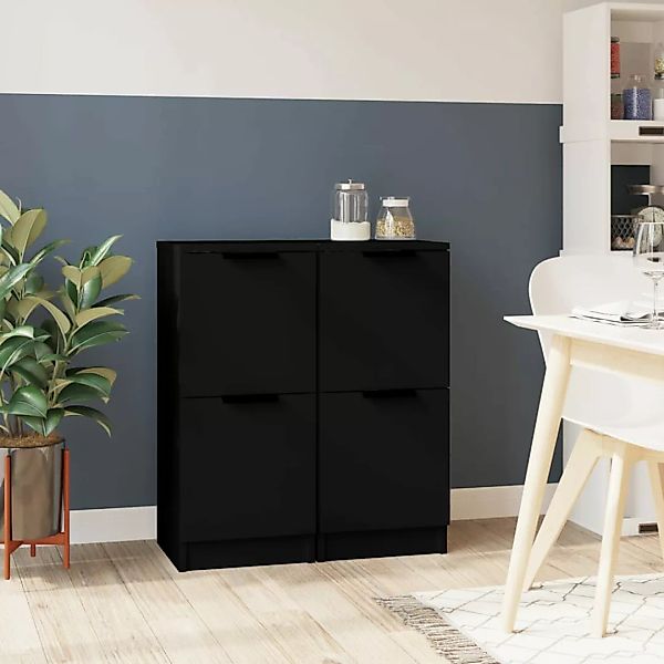 Vidaxl Sideboards 2 Stk. Schwarz 30x30x70 Cm Holzwerkstoff günstig online kaufen