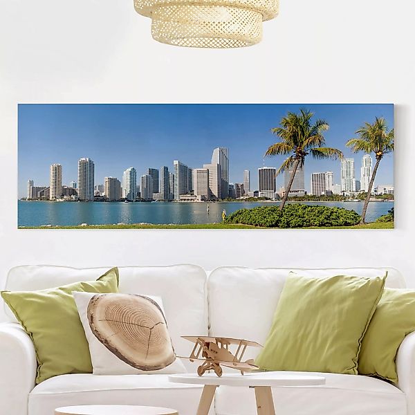 Leinwandbild - Panorama Miami Beach Skyline günstig online kaufen