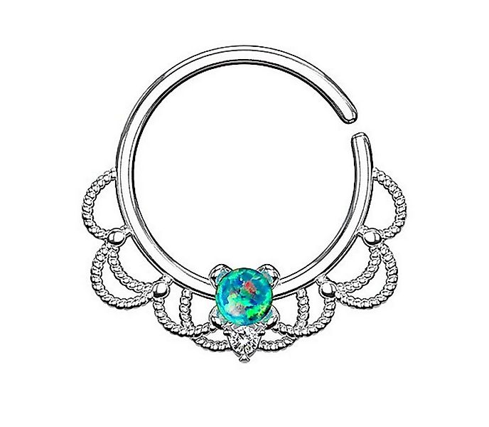 Taffstyle Nasenpiercing Piercing Ring Continuous Tribal mit Opal, Ring Ohr günstig online kaufen