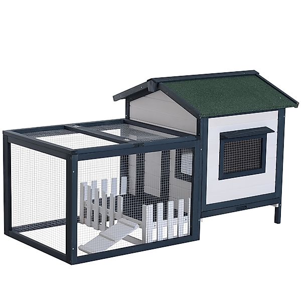 PawHut Kaninchenstall Kleintierkäfig 151x78x84,5 cm mit Freigehege und Ramp günstig online kaufen