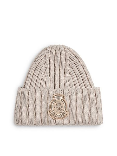 Tommy Hilfiger Beanie TH CREST FLUFFY für Frauen, aus Rippstrick, TH-Wappen günstig online kaufen