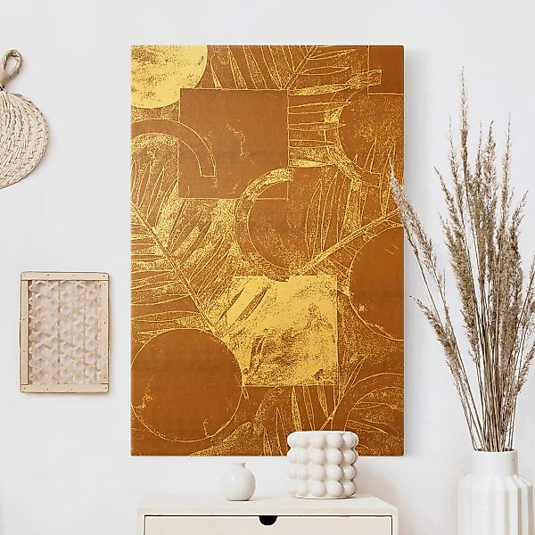 Leinwandbild Gold Formen und Blätter Kupfer II günstig online kaufen