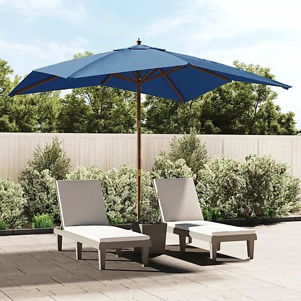 Vidaxl Sonnenschirm Mit Holzmast Azurblau 300x300x273 Cm günstig online kaufen