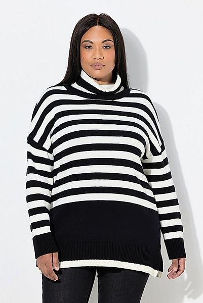 Ulla Popken Strickpullover Pullover Ringel Stehkragen Langarm günstig online kaufen