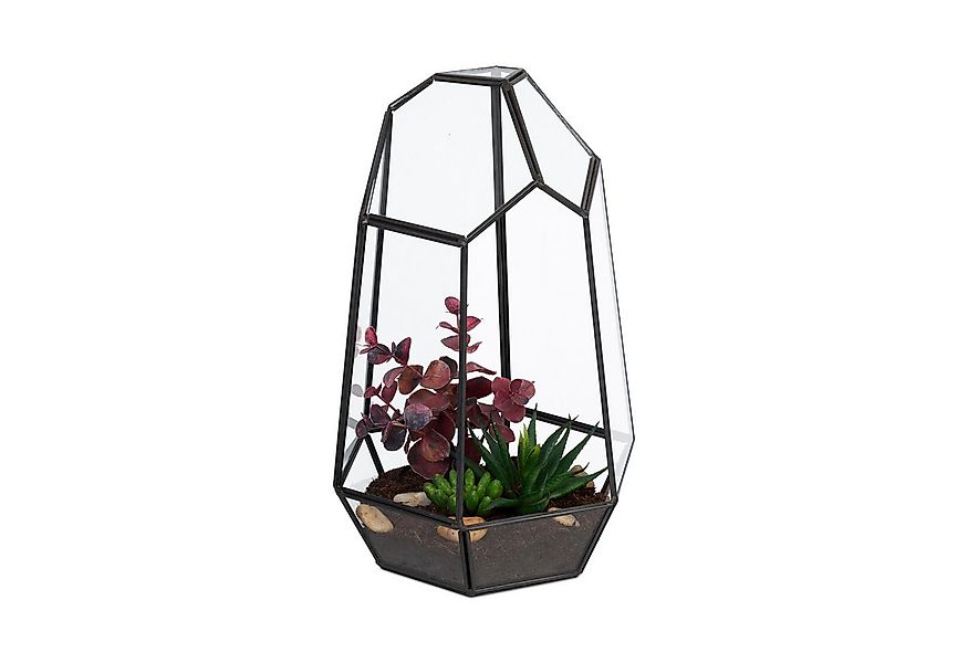 relaxdays Dekovase Geometrisches Pflanzenterrarium aus Glas (1 St), schwarz günstig online kaufen