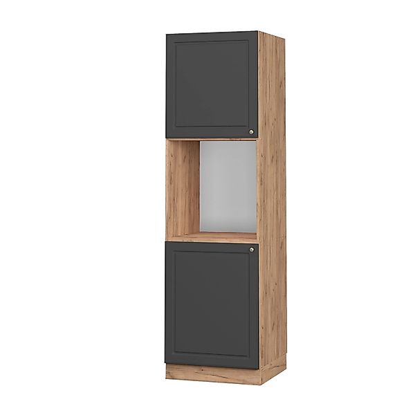 Vicco Herdumbauschrank Fame-Line Anthrazit-Gold/Goldkraft Eiche 60 cm Offen günstig online kaufen