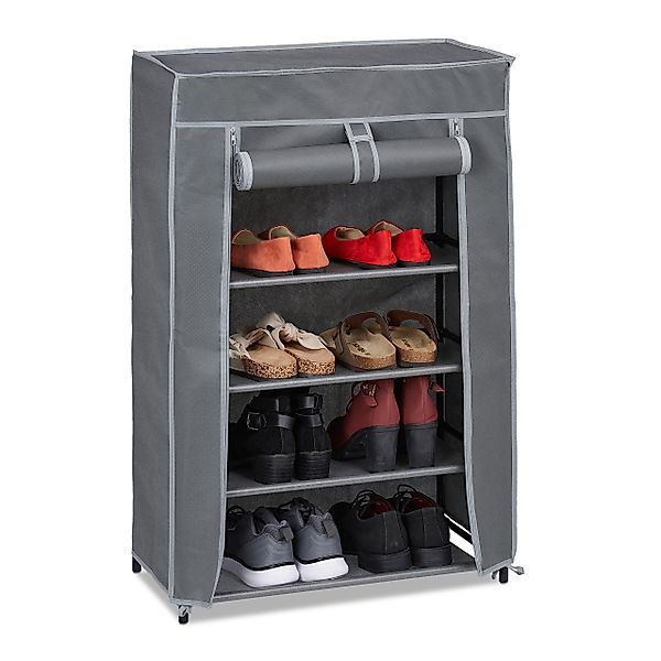 relaxdays Schuhschrank Stoff 5 Fäch Anthrazit günstig online kaufen
