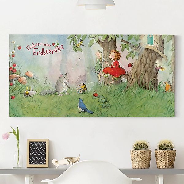 Leinwandbild Kinderzimmer - Querformat Erdbeerinchen Erdbeerfee - Zusammen günstig online kaufen