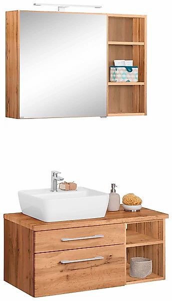 welltime Badmöbel-Set »Davos« 3 Stk. tlg. Spiegelschrank, Regal und Waschti günstig online kaufen