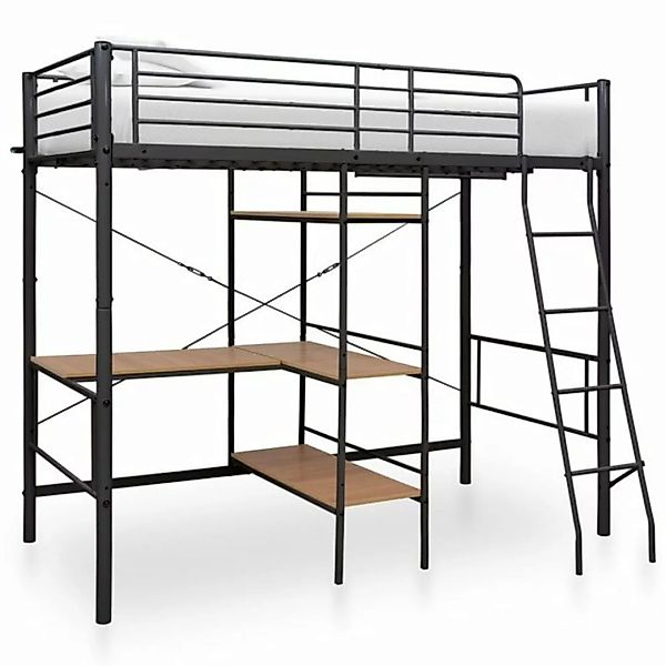 furnicato Bett Etagenbett mit Tischrahmen Grau Metall 90x200 cm günstig online kaufen