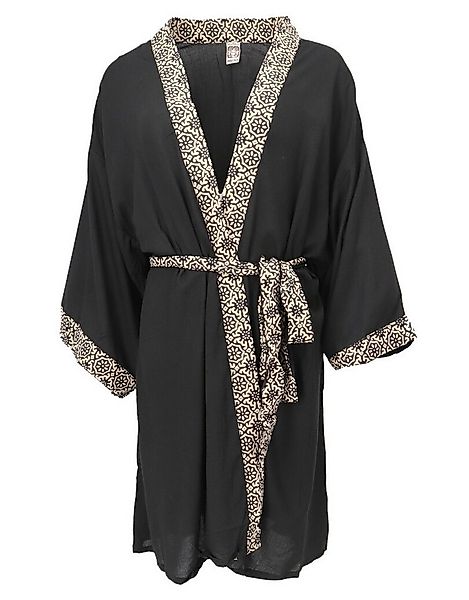 Guru-Shop Kimono Kurzer Kimono, Boho Kimonomantel - schwarz, alternative Be günstig online kaufen