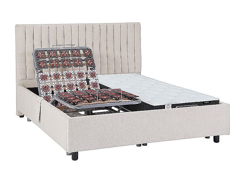 Dekoratives Bett mit elektrischer Relaxfunktion mit Tellern + Taschenfederk günstig online kaufen