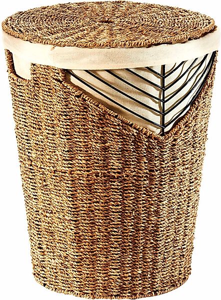 locker Wäschekorb "NATUR" Wäschesammler aus Seegras, Höhe ca. 50 cm günstig online kaufen