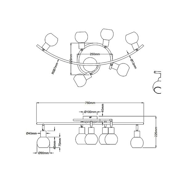 NOWA Deckenleuchte »LOXY« E14 6 Stk. Warmweiß Deckenlampe, Dreh-/Schwenkbar günstig online kaufen