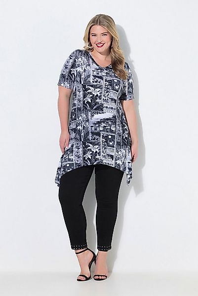 MIAMODA T-Shirt T-Shirt A-Linie Alloverdruck Zipfelsaum günstig online kaufen