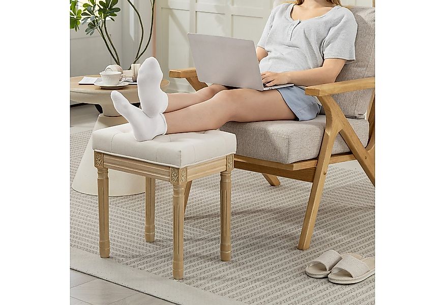 HOMCOM Fußhocker mit gepolstertem Sitz, Holzbeine (Sitzhocker, 1 St., Polst günstig online kaufen