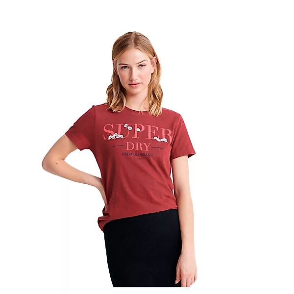 Superdry Serif Floral Embroidered Kurzarm T-shirt S Rosewood Slub günstig online kaufen