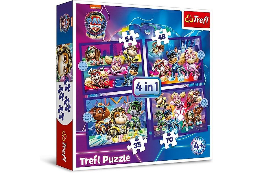Trefl Puzzle 4 in 1 Puzzle MIGHTY MOVIE von PAW Patrol, von 35 bis 70 Teile günstig online kaufen