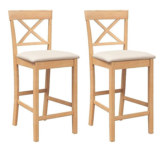 vidaXL Barhocker Barhocker mit Kissen 2 Stk. Natur Massivholz Gummibaum (2 günstig online kaufen