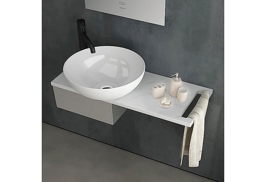 Alpenberger Waschbecken Gäste WC Set + Handtuchhalter + Keramikplatte, Aufs günstig online kaufen