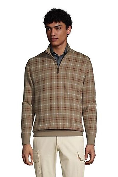 Gemusterter Zipper-Pullover aus Bedford-Ripp, Herren, Größe: M Normal, Beig günstig online kaufen