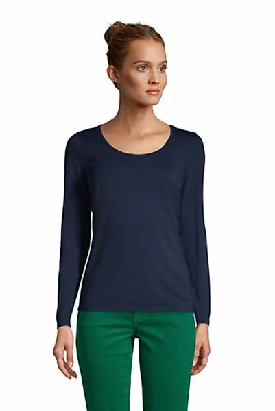 Shirt aus Baumwoll/Modalmix, Ballettausschnitt, Damen, Größe: L Normal, Bla günstig online kaufen