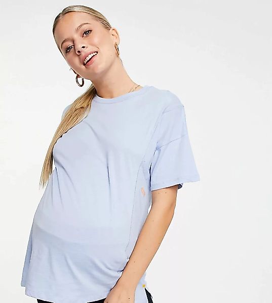 ASOS 4505 Maternity – Oversize-T-Shirt aus Bio-Baumwolle-Blau günstig online kaufen