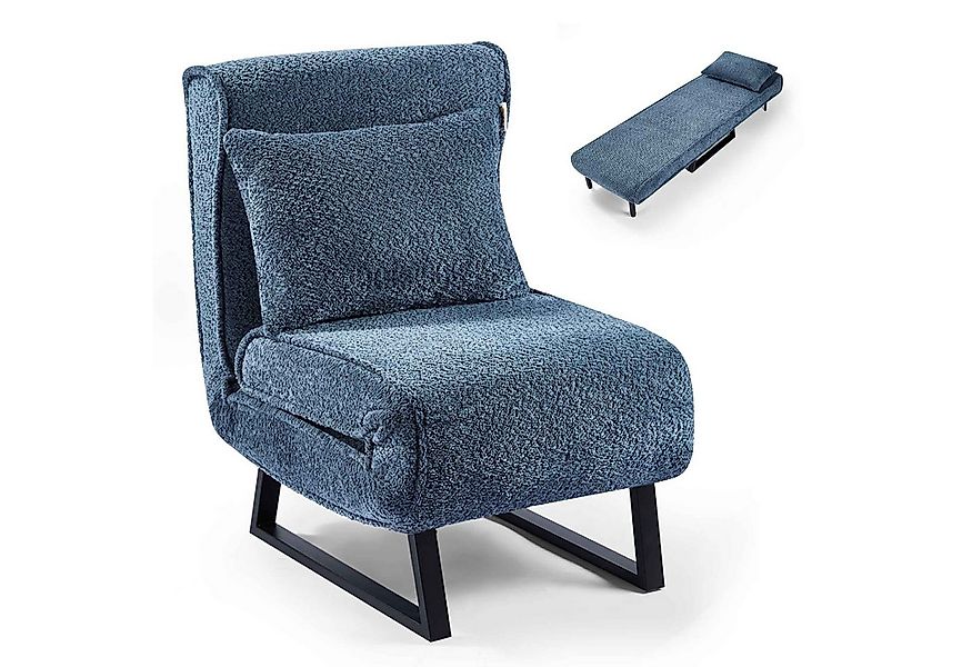 Makika Relaxliege Schlafsessel Schlafsofa Boucle Lea klappbar in Blau günstig online kaufen