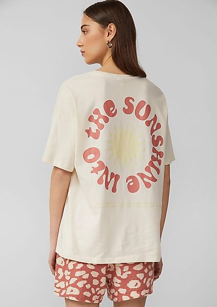 QS Kurzarmshirt Baumwollshirt mit Rückenprint Paspel günstig online kaufen