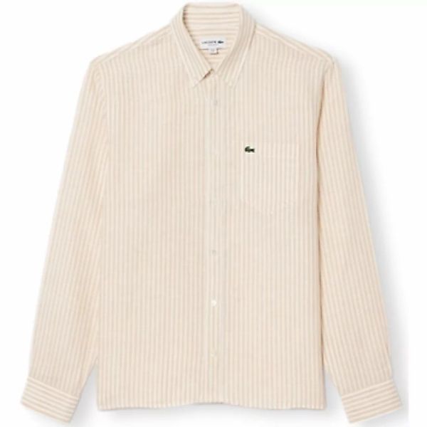 Lacoste  Hemdbluse Regular Fit Linen Shirt CH6985 - Blanc/Beige günstig online kaufen