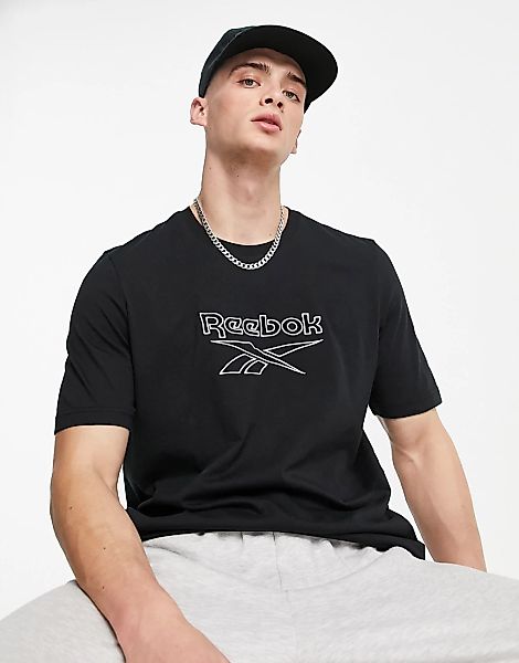 Reebok – T-Shirt in Schwarz mit Umriss-Logo günstig online kaufen