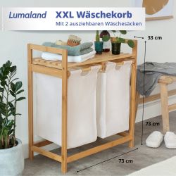 Lumaland Ausziehwäschekorb Bambus mit 2 ausziehbaren günstig online kaufen