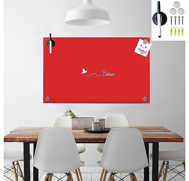 Melko Magnettafel Memoboard Rot Glasmagnettafel Magnetboard Whiteboard Pinn günstig online kaufen