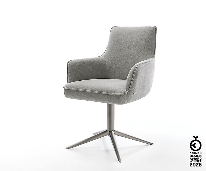 Drehstuhl Heira-Flex mit Armlehnen Strukturstoff Soft Grau Fußkreuz Graphit günstig online kaufen