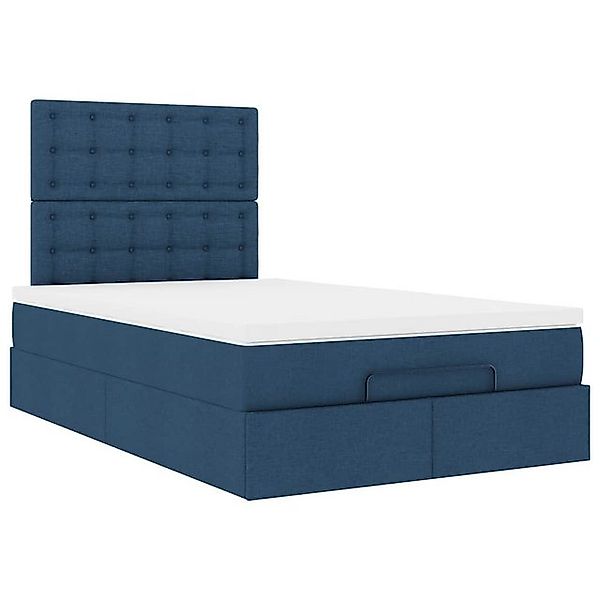 vidaXL Bett Ottoman-Bett mit Matratze Blau 120x190 cm Stoff günstig online kaufen