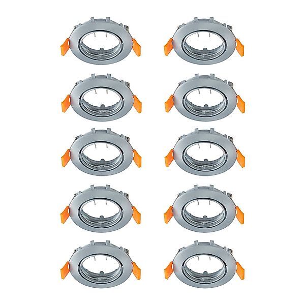 Prios Deckeneinbauleuchte Fibur, grau, Zink, Ø 8,2 cm, 10er günstig online kaufen