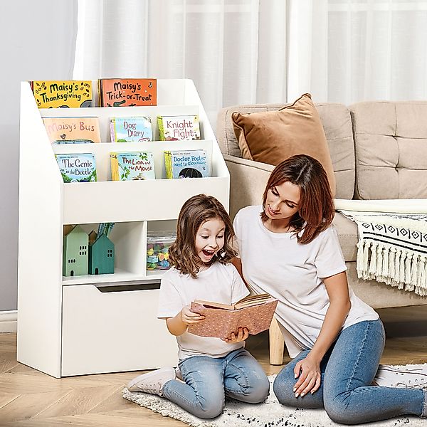 HOMCOM Kinderregal mit Schublade Standregal Bücherregal Dekoregal mit Fäche günstig online kaufen