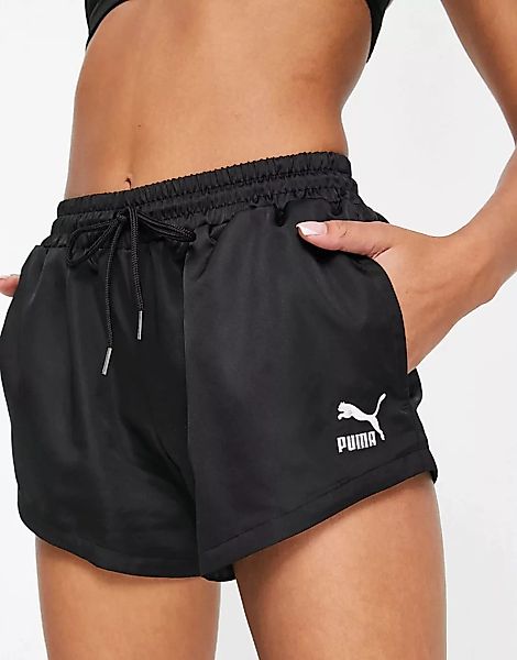 Puma – Summer Luxe – Satin-Shorts in Schwarz günstig online kaufen