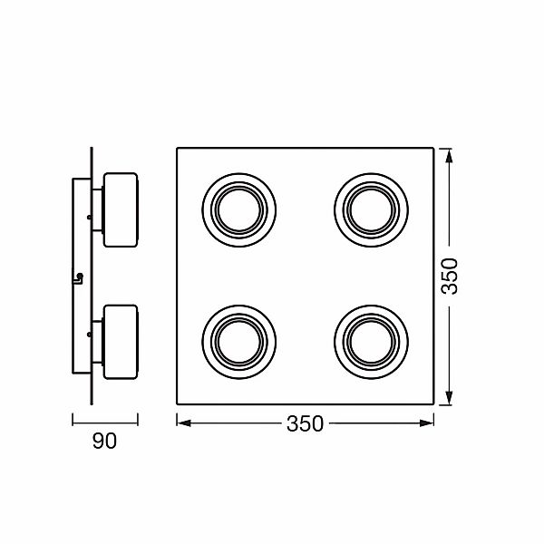 OSRAM LED-Deckenlampe ORBIS FLAME, schwarz, 4-flg., CCT IP44 günstig online kaufen