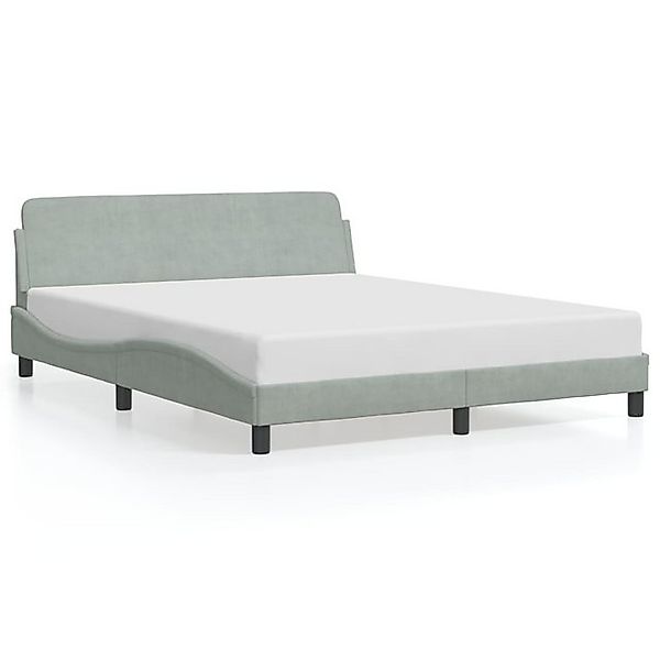 vidaXL Bettgestell, Bettrahmen mit Kopfteil Hellgrau 160x200 cm Samt günstig online kaufen
