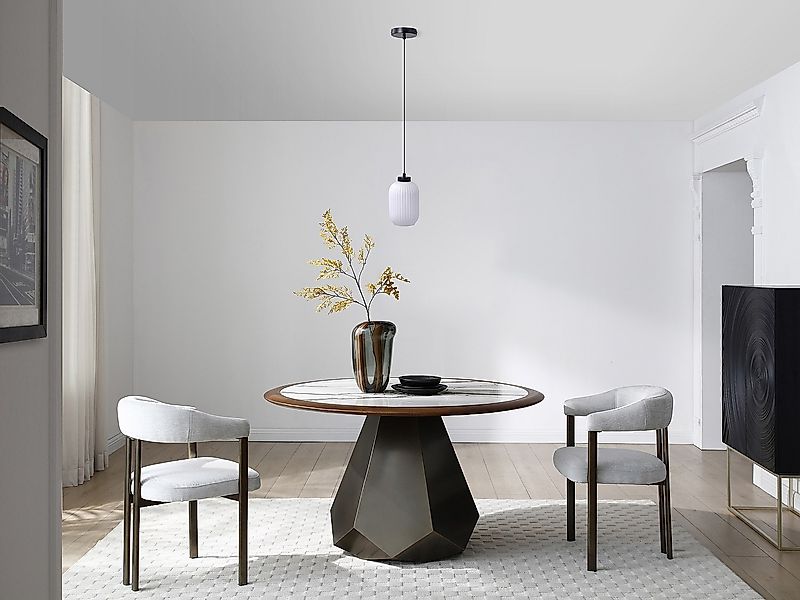 Hängelampe – Metall und strukturiertes Glas – Ø 14 x H 120 cm – Schwarz – L günstig online kaufen