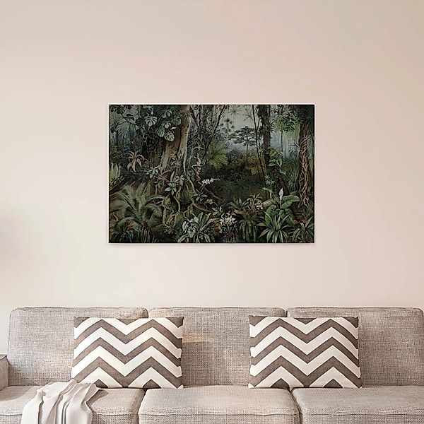 Bricoflor Leinwand Bild Mit Dschungel Gemalt Urwald Bild In Lila Und Dunkel günstig online kaufen