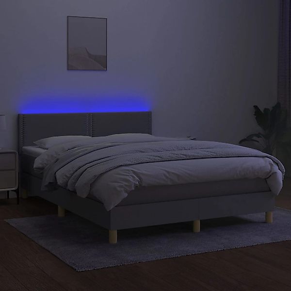 vidaXL Boxspringbett mit Matratze & LED Hellgrau 140x200 cm Stoff 3133637 günstig online kaufen