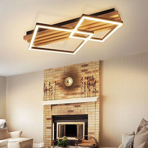 Nettlife LED Deckenleuchte Dimmbar Holz 3 günstig online kaufen