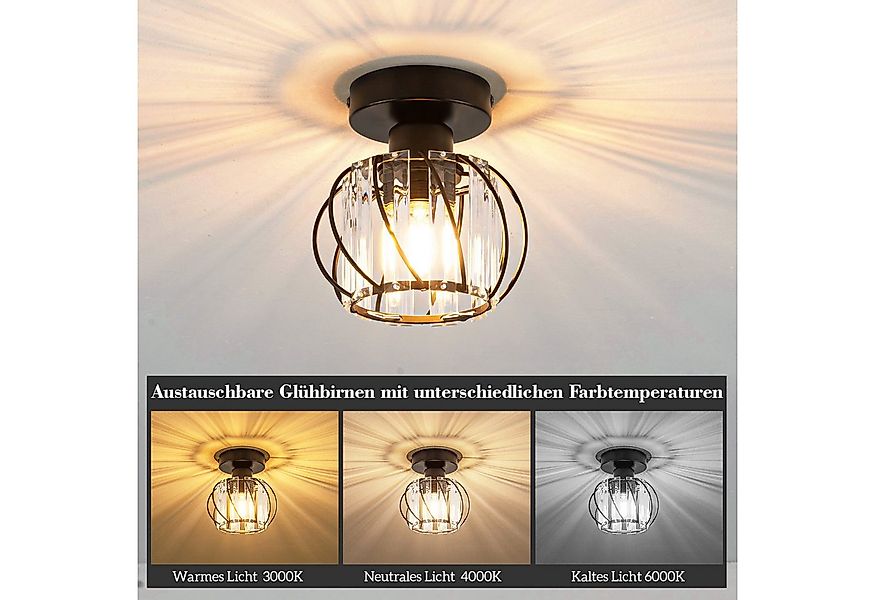 ZMH Deckenleuchte Whonzimmer Schwarz Kristall Modern Deckenleuchte E27 Vint günstig online kaufen
