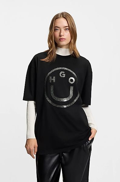 HUGO Blue Rundhalsshirt "Oversized Tee", Happy Hugo Print, unisex günstig online kaufen